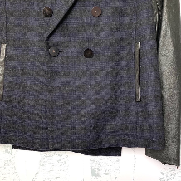 Veronica Beard Wool Leather Double Breasted Blazer - Picture 3 of 8